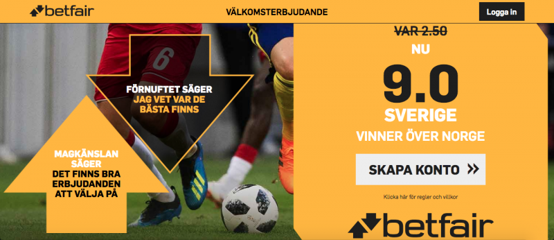 odds sverige norge