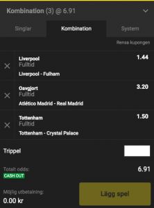 trippel hos unibet