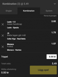 trippel unibet odds