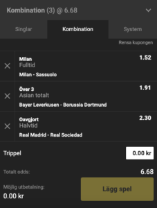 dagens trippel och odds