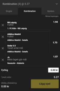 dagens trippel hos unibet 4 februari