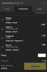 trippel unibet odds 1 oktober