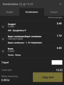 dagens trippel hos unibet 24 september