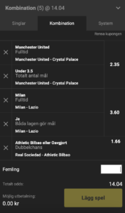 dagens trippel odds unibet