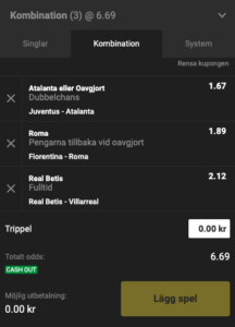 trippel hos unibet 10 mars